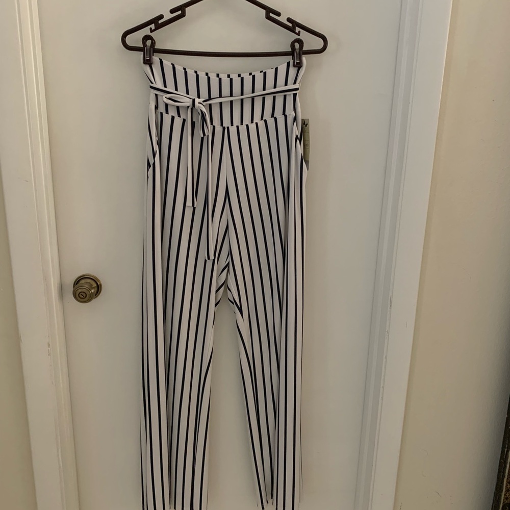 Sympli NWT Navy and White Striped Wide Leg Pants size 8